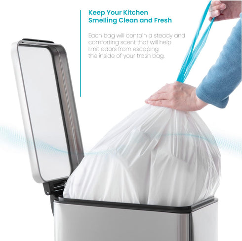 Home Zone Living 8 Gallon Kitchen Trash Bags, Drawstring Handles, Heavy Duty Custom Fit Design, 60 Count
