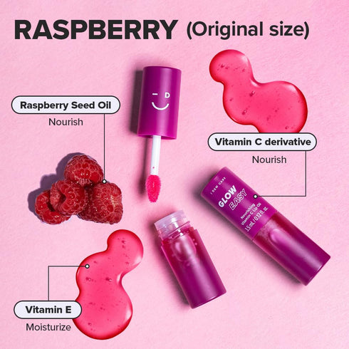 I DEW CARE Lip Gloss - Glow Easy Raspberry, Jojoba Seed Oil, Vitamin C, Hydrating, Korean Makeup, 0.12 FL Oz