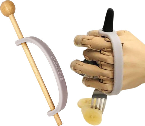 Silver Silicone Universal Cuff 2-Pack, Weak Hand Grip Assistive Device for Large Hands, Adaptive Dining Ware, 7.25"