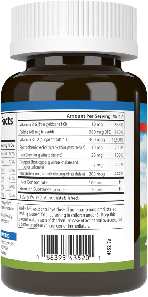 Carlson Women's Iron Restore, 28 mg Iron + B Vitamins, 180 Capsules for Menstrual Support & Women's Health