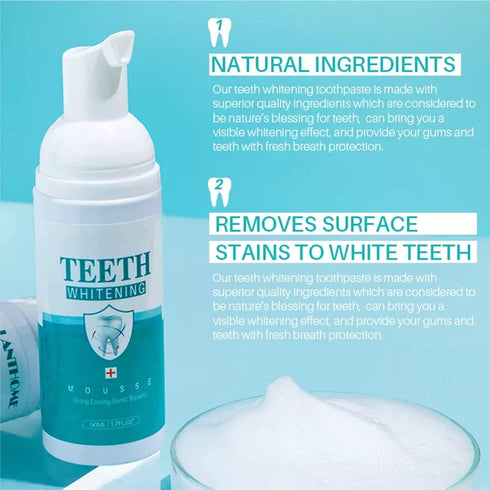 YG LianKai 2PCs Teeth Whitening Mousse Foam Refreshing Breath Deep Cleaning Toothpaste,Fresh Breath,Ultra-fine Mousse