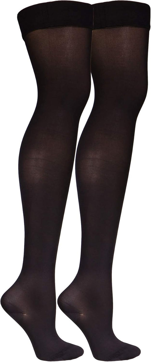 Truform Women's Compression Stockings, 15-20 mmHg, Thigh High Length, Closed Toe, Opaque, Black, Medium