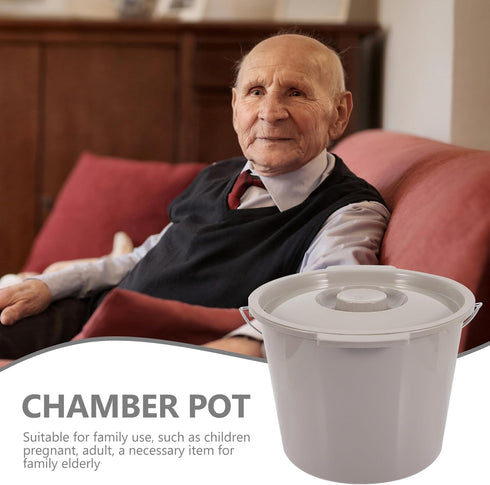 Lidded Bedridden Chamber Pot with Handle Portable Multi-Function Urinal for Pregnant and Disabled Individuals Easy