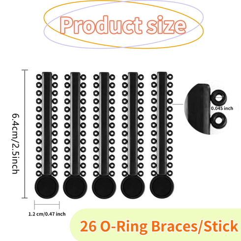 1040 Pcs Black Braces Rubber Bands, Orthodontic Ligature Ties O-Rings Elastic Bands for Braces