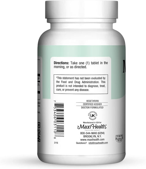 Maxi Health B-6, 100 mg Vitamin B6 - Cardiovascular Health, 100 Tablets, Kosher