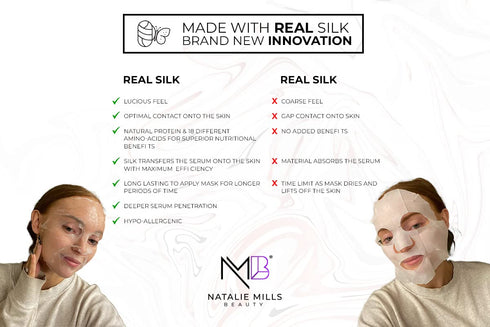 Natalie Mills Collagen & Hyaluronic Acid Anti-Aging SILK Face Mask, 8pcs