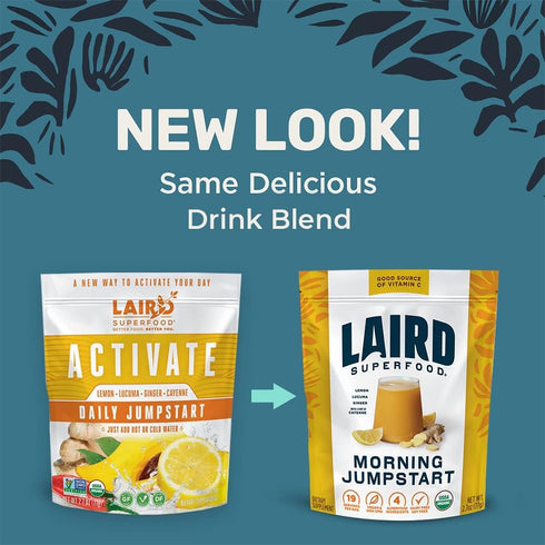 Laird Superfood Morning Jumpstart Powder Supplement, Lemon, Lucuma, Ginger, Cayenne Cleanse, Organic, 2.7 Oz Bag