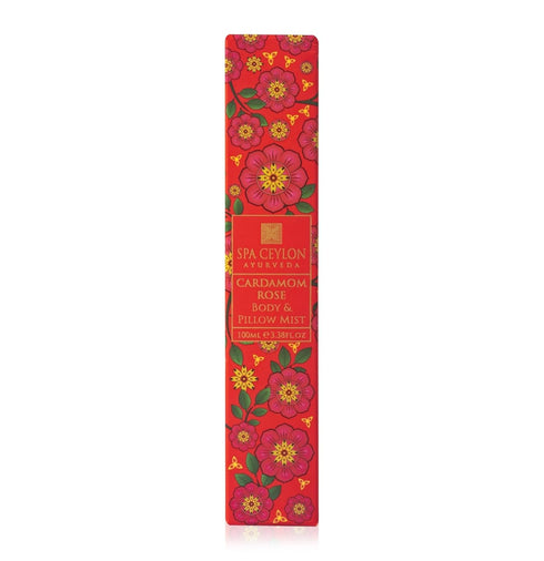 SPA CEYLON Cardamom Rose Body and Pillow Mist, Refreshing Skin Care Spray with Witch Hazel - All Skin Types