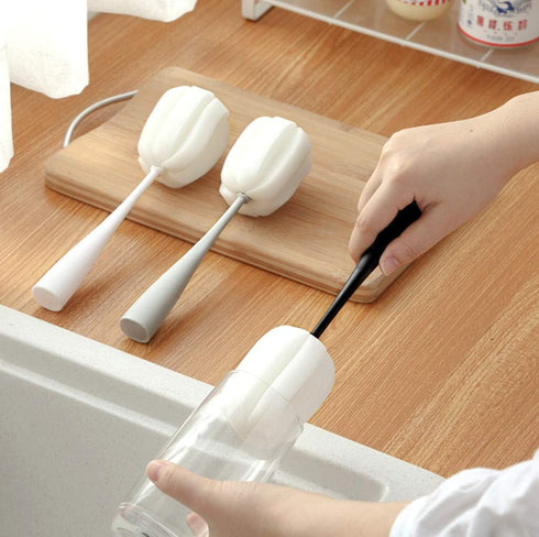 Long Handle Cup Bottle Cleaning Brush - Sponge Pot Cleaner Scourer Washer (2pcs)