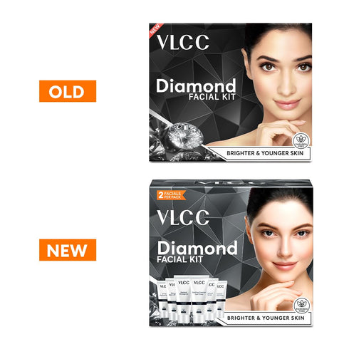 VLCC Party Diamond Facial Kit - Single Use, Salon-Like Facial at Home in 6 Steps, Includes Cleanser, Scrub, Cream, Face
