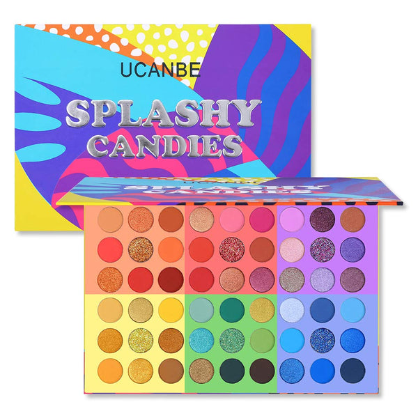 UCANBE 54 Colors Splashy Candies Eyeshadow Palette - Highly Pigmented Matte Shimmer Glitter Waterproof Long Lasting