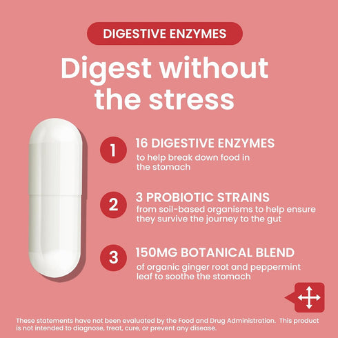 LOUDSAY 60 Digestive Enzymes - Multi Enzymes, Organic Prebiotics & Probiotics for Digestive Health & Gut Health - Meal