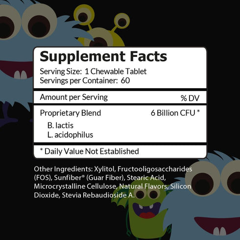 Intelligent Labs 6 Billion CFU Kids Probiotics with Prebiotics, Chewable Probiotic for 10x Effectiveness, 60-Day Supply