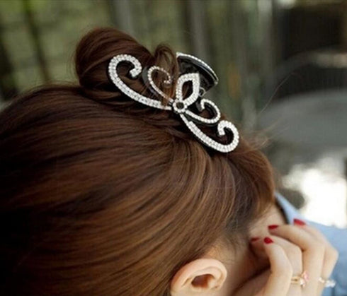 Suoirblss Women Rhinestones Large Hair Claw Clip, Thick Hair Accessories (Black)