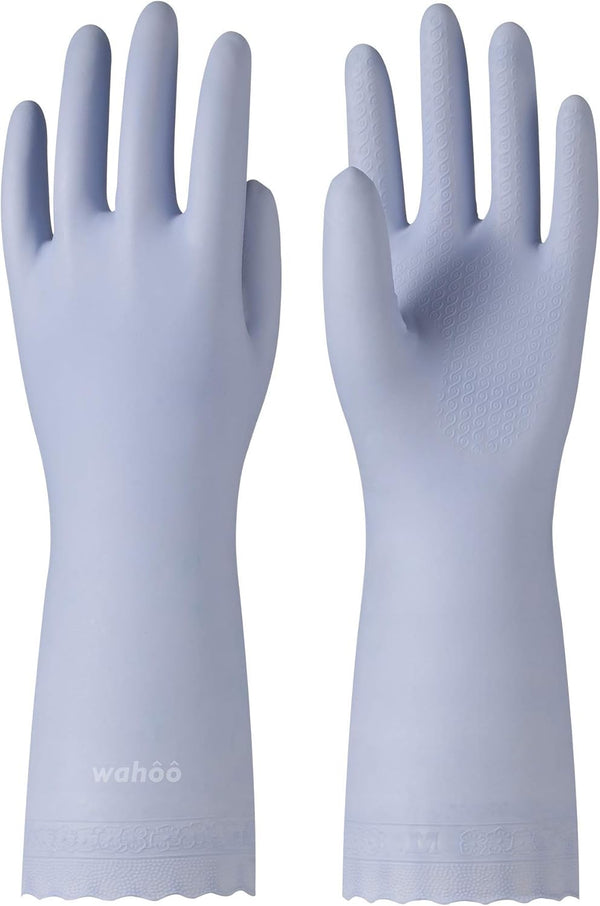 LANON Skin-Friendly Dishwashing Cleaning Gloves, Reusable Unlined Non-Slip Dish Washing Gloves, Icelandic Blue
