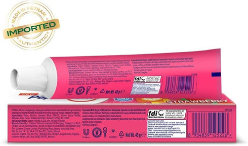Metrey Herbotech 45G, Pack 4 Pepsudent Kids Toothpaste, Strawberry Flavor, Cavity & Enamel Protection