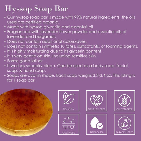 Cleanse Me with Hyssop Natural Soap Bar, 1 Soap Bar (Lavender & Bergamot)