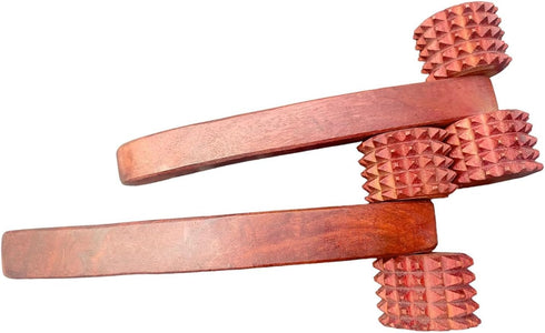 RK NAUTICAL INSTRUMENT Wooden Double Roller Massager, Handcrafted Spiked Rollers, Body Massage Tool, Stress Relief