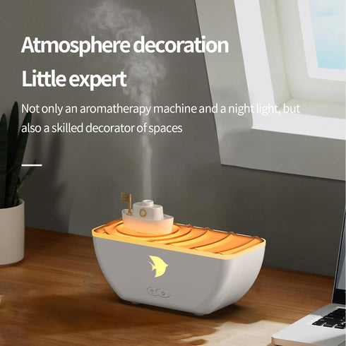 Laviniar 300ml 7 Essential Oil Diffuser, Boat Quiet Portable Humidifier Aroma Diffuser, with Colors Light