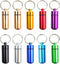 10 Pcs Portable Pill Case, Bantoye Waterproof Aluminum Pill Holders with Keychain for Outdoor Camping Traveling,