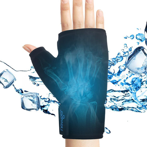 NEWGO Hand Ice Pack Gloves - Gel Cold Therapy for Hand Arthritis, Wrist Ice Pack for Tendinitis, Carpal Tunnel (Black)