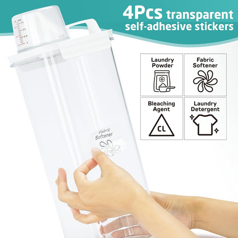 Laundry Detergent Dispenser-2 Pack, 98 oz Detergent Dispenser with 4 Removable Labels, Laundry Soap Dispenser for Laundry Room Organization and Storage, BPA Free & PET Plastic Clear by Bikkii