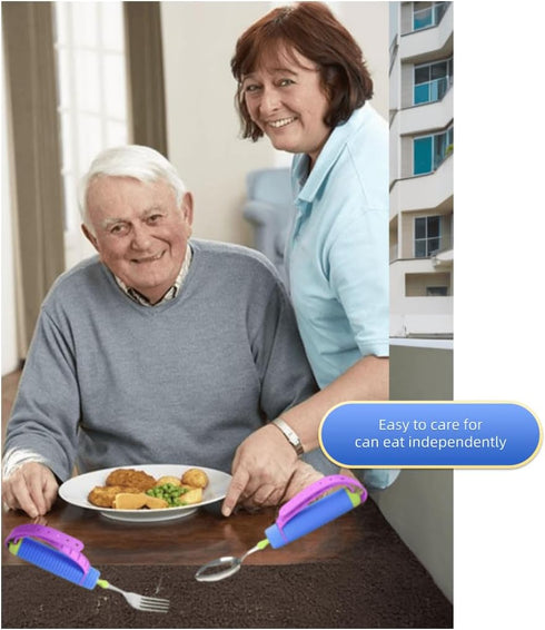 Set,Left Weakness,Arthritis,Stroke,Parkinson,360 Bendable Adaptive Utensils Spoons Forks and Right Handed, for Hand