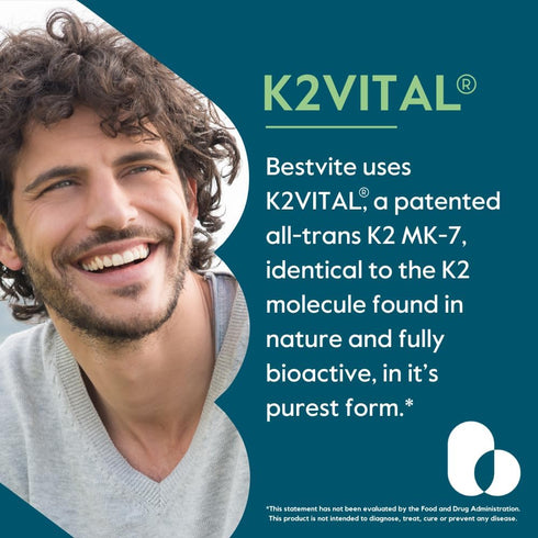 BESTVITE Vitamin K2 100 mcg as MK-7, 120 Vegetarian Capsules, Vegan, Non-GMO, Gluten Free