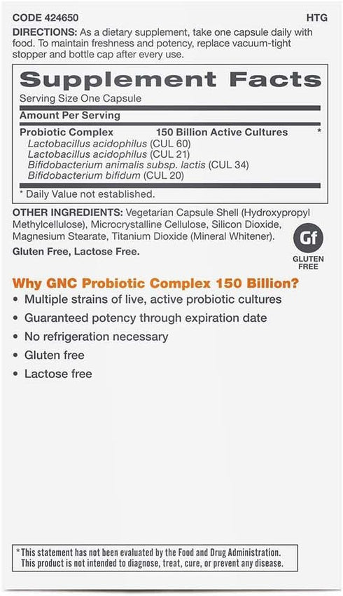 GNC Probiotic Complex Extra Strength, 150 Billion CFUs, 20 Capsules