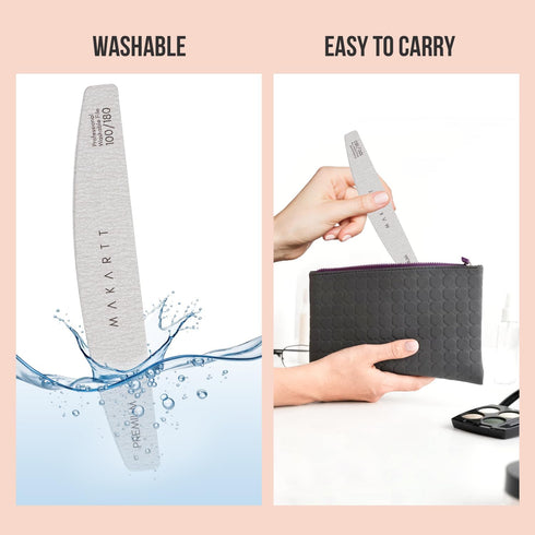 Makartt Nail File Set, 20 Pcs 100/180 Grit Washable Emery Boards for Natural Nails, Professional Manicure Tools