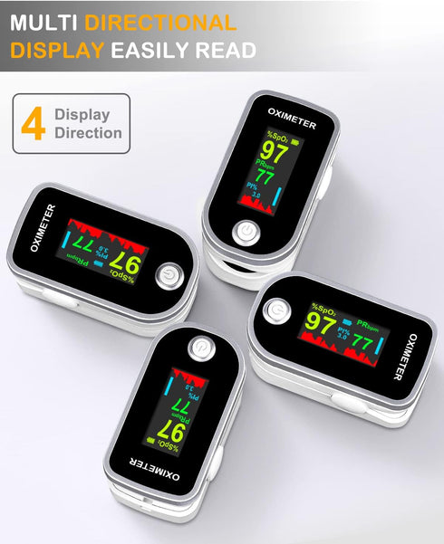 Pulse Oximeter Fingertip - Oxygen Meter with Heart Rate and Fast Spo2 Reading, TFT Screen, Lanyard