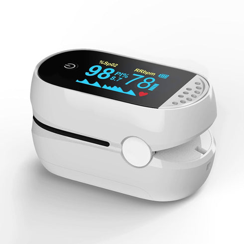 Fingertip Pulse Oximeter with Alarm, High Definition OLED Oxygen Monitor, Fast Accurate Oxymeter, Includes Batteries &