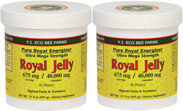 YS Royal Jelly/Honey Bee Y.S. Eco Bee Farms, (2 Pack) Royal Jelly, in Honey, 675 mg,