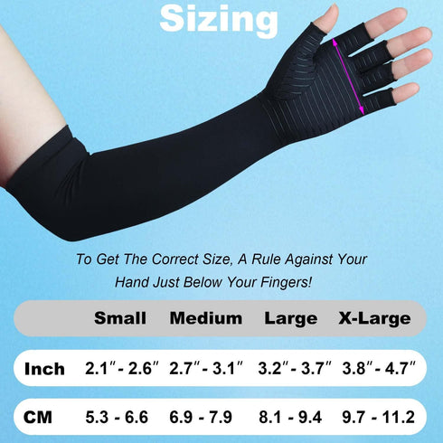 Copper Long Arthritis Gloves - Compression Glove for Pain Relief in Hands and Wrists (Medium)