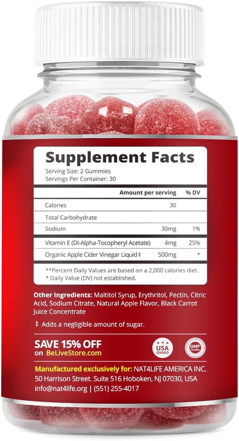 Gummies Gummies (120 2 Pack BeLive Apple Cider Vinegar Sugar Free Great for Digestion & Healthy Diet - Gluten Free, No