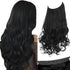 SARLA Black Invisible Wire Hair Extensions, Wavy Curly Synthetic Hairpiece, 16 Inch for Women