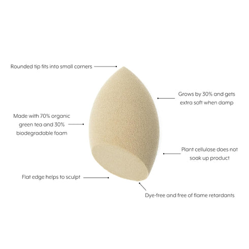 Jenny Patikin Pure Luxury Green Tea Makeup Sponge - Organic Beauty Blender for Flawless Face Makeup Blending