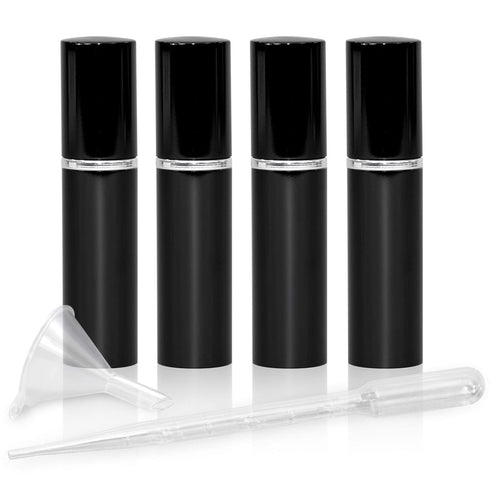 L'AUTRE PEAU Refillable Perfume & Cologne Atomizers, Portable Travel Size with Metallic Exterior & Glass Interior, 4 Pc