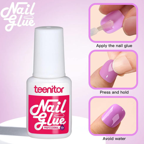 Teenitor 24 Pack Short Press On Nails – 576 Pcs Round, Matte, Glossy Fake Nails with Nail Glue