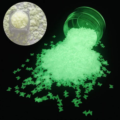 PrettyG 6 Boxes Luminous Nail Art Glitter Set, Glow in The Dark 3D Stickers for DIY Nail Craft Accessories