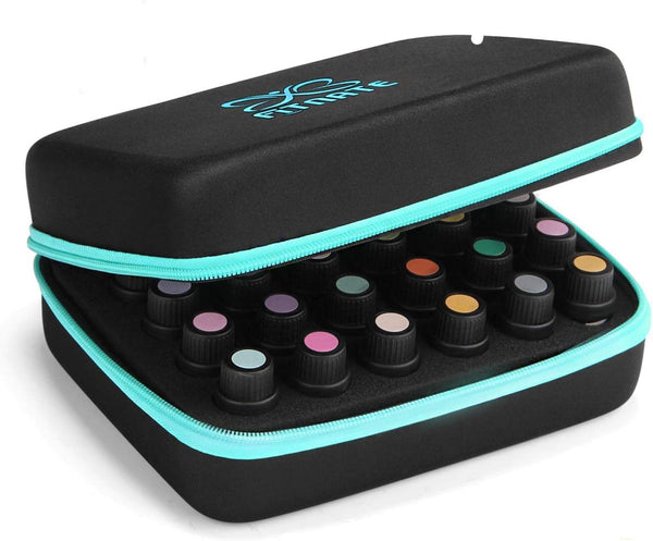 FITNATE Essential Oils Storage - Carrying Case for 30 Bottles, Holds 5ml, 10ml, 15ml with Labels (Sky Blue)