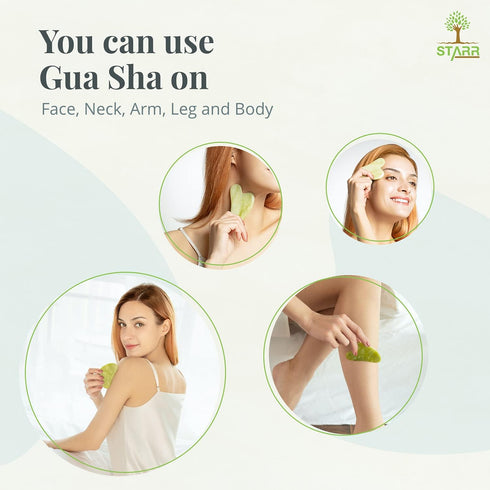 STARR-GIA Certified 100% Xiuyan Jade Gua Sha Massage Tool, Face Massager for Puffiness and Blood Flow