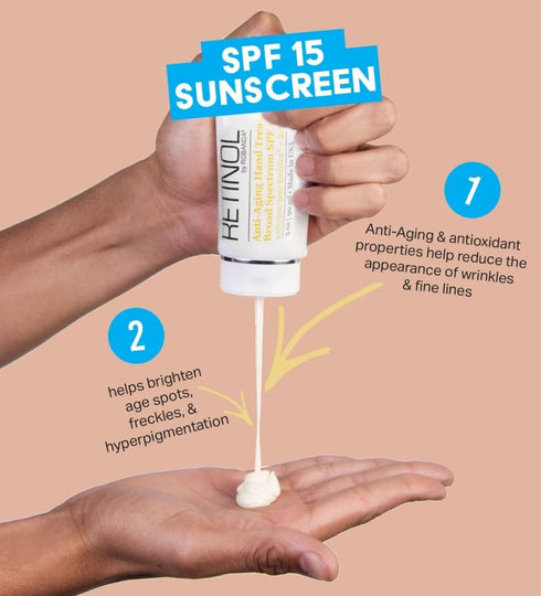 Retinol Anti-Aging Hand Treatment, Broad Spectrum SPF 15 + Retinol Cream to Repair Dry Skin, 2 Pack