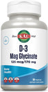 KAL Vitamin D3 & Magnesium Glycinate - Enhanced Absorption Formula with BioPerine for Muscle & Bone Health Support,
