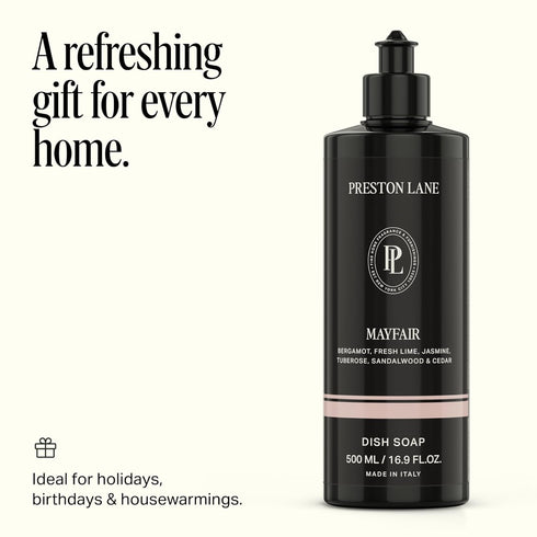 Preston Lane Luxury Dish Soap, Mayfair Scent | Plant Powered Formula with Essential Oils | Tough on Grease, Gentle on