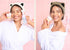 Huachi 2 Packs Cute Cat Spa Headband: Soft Coral Fleece Facial Wash Hair Accessories for Women & Girls (Beige+ Khaki)