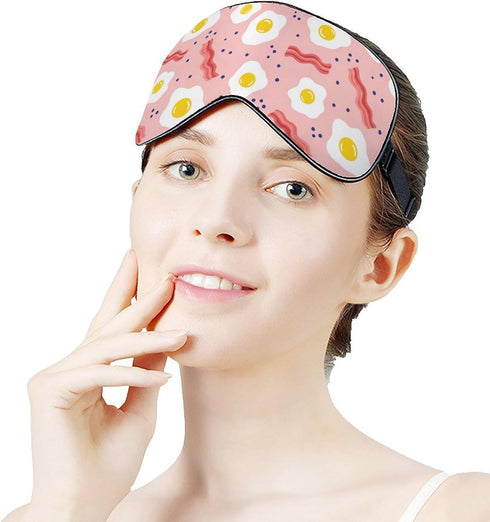 Sleep Mask,Eggs Bacon Dots Pink Eye Masks with Adjustable Strap for Sleeping,Block Light Eye Sleep Shade Cover