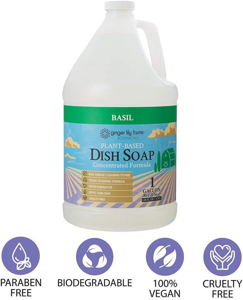 Ginger Lily Farms Botanicals Plant-Based Liquid Dish Soap - Concentrated Formula with Max Grease Cleaning Power - 1
