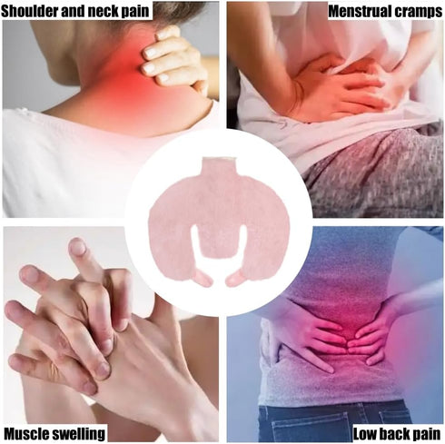 SIQITECHNO 1L U Shaped Hot Water Bottle for Neck Shoulder Pain Relief Soft Rubber Hot Water Bag with Plush Cover Winter