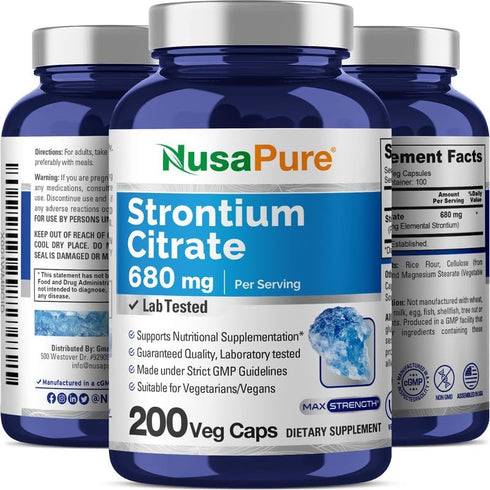 NusaPure Strontium - 680 mg, 200 Vegetarian Caps - Non-GMO, Vegan
